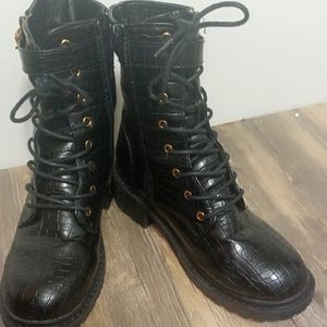 Women's black combat boots